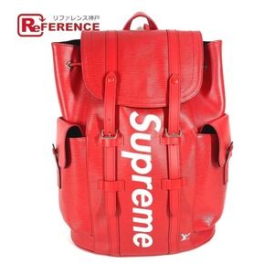 Louis Vuitton Supreme Collaboration Epi Christopher Backpack Red